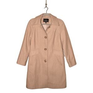 LONDON FOG $260 Light‎ Beige Wool Blend Single Breasted Peacoat Small